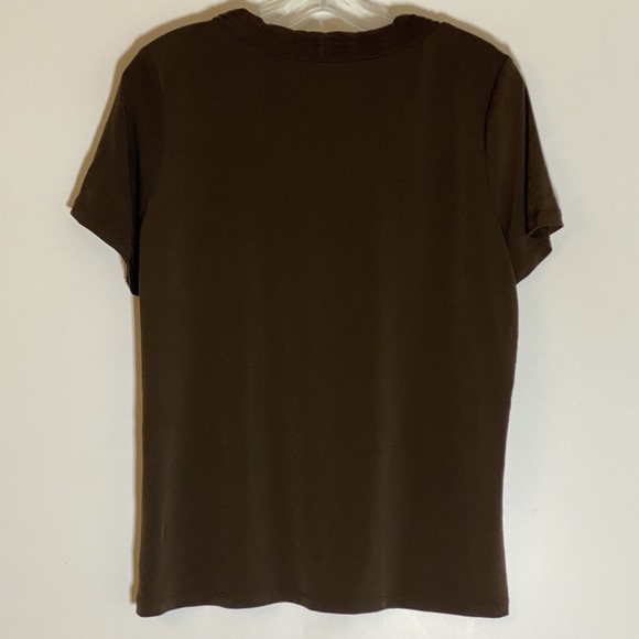 TanJay Top Womens Medium Brown Braided Chain Collar Short Sleeve Stretch Fun M - Picture 9 of 12